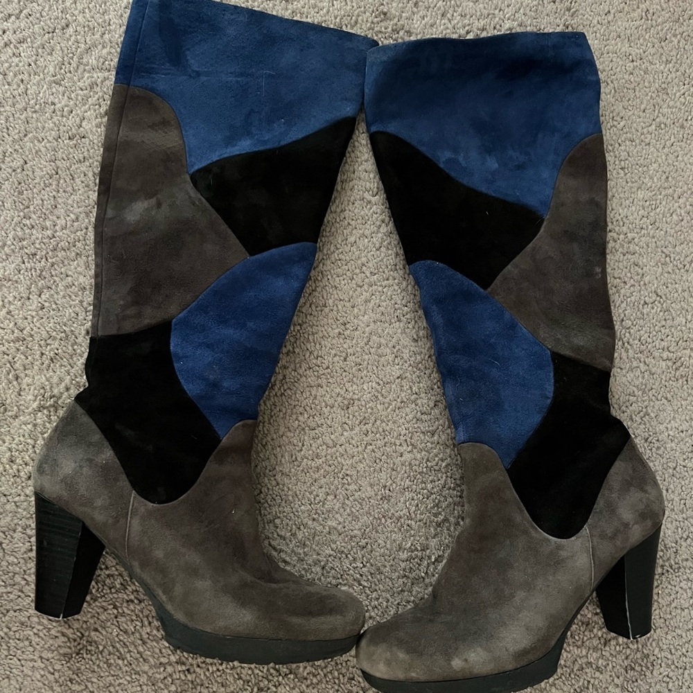 MARC Women's Heeled Boots - Blue, Black, and gray